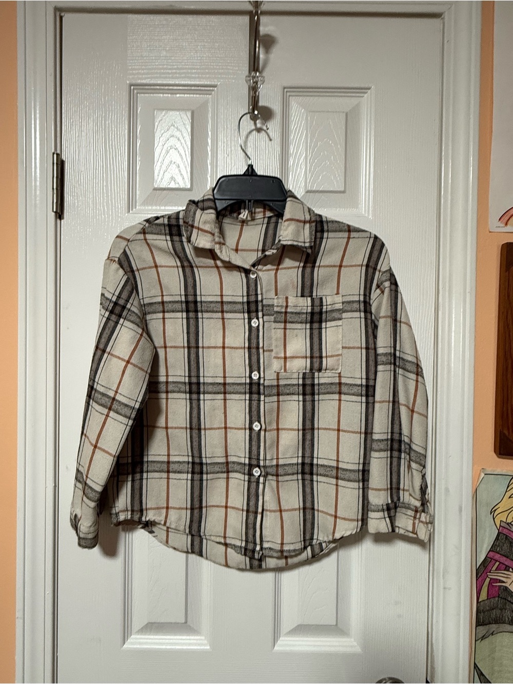 Kids Plaid Button-Down Shirt - Cream & Black